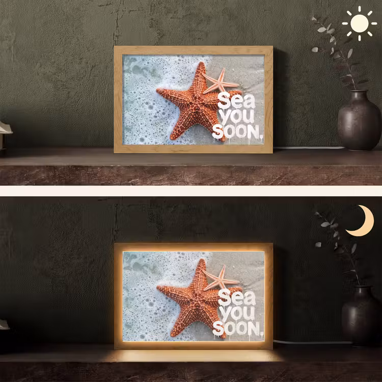 Sea you soon - Zeester - Zee Light Box met kabel (Tafellamp) klein -sfeer3