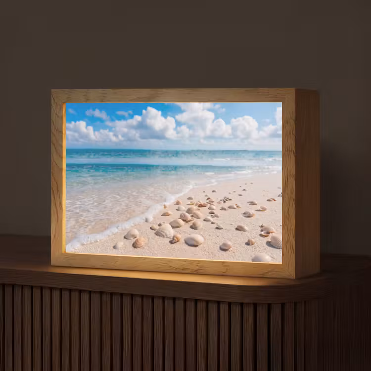 Schelpen - Strand - Natuur - Beige Light Box met kabel (Tafellamp) klein -z3d_website