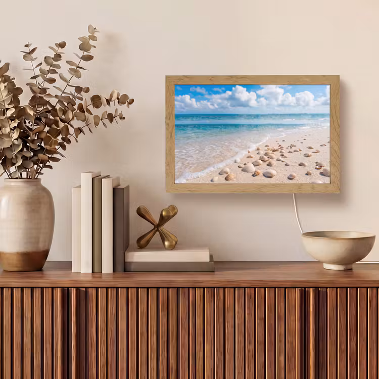 Schelpen - Strand - Natuur - Beige Light Box met kabel (Tafellamp) klein -sfeer2
