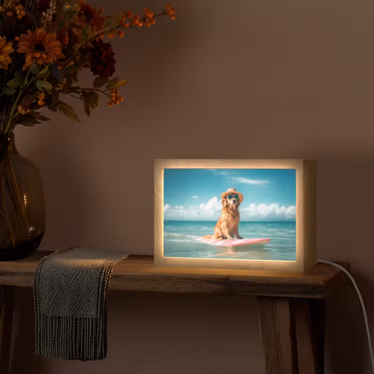 Zeewater - Hond - Golden retriever - Zonnebril Light Box met kabel (Tafellamp) klein -sfeer4