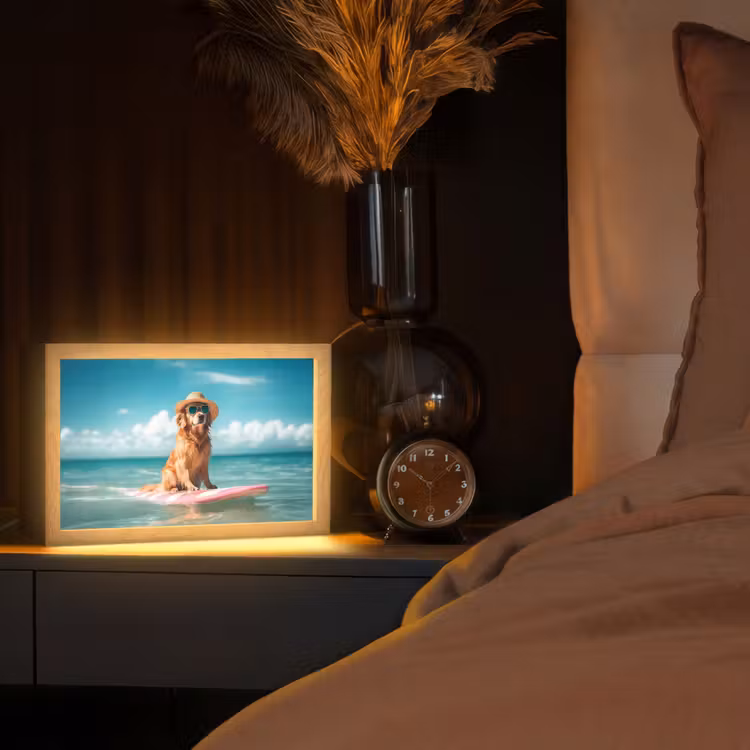 Zeewater - Hond - Golden retriever - Zonnebril Light Box met kabel (Tafellamp) klein -sfeer1