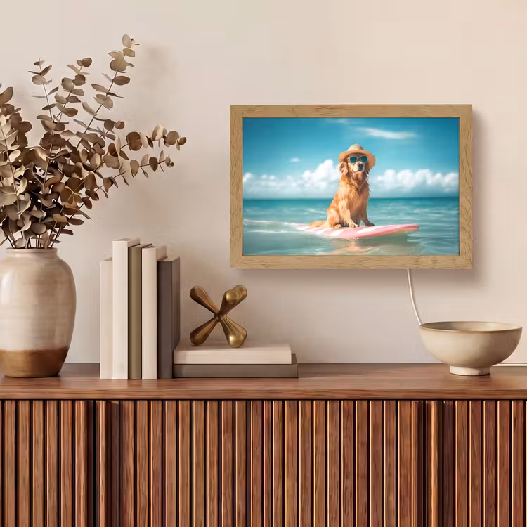 Zeewater - Hond - Golden retriever - Zonnebril Light Box met kabel (Tafellamp) klein -sfeer2