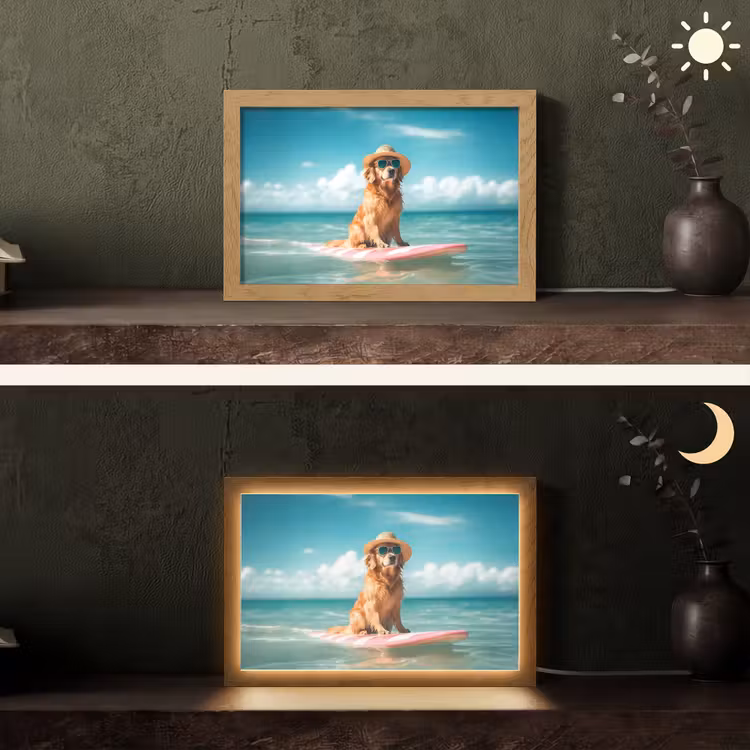 Zeewater - Hond - Golden retriever - Zonnebril Light Box met kabel (Tafellamp) klein -sfeer3