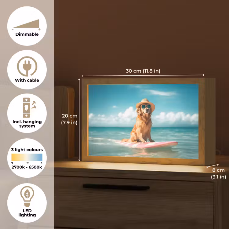 Zeewater - Hond - Golden retriever - Zonnebril Light Box met kabel (Tafellamp) klein -USP_EN
