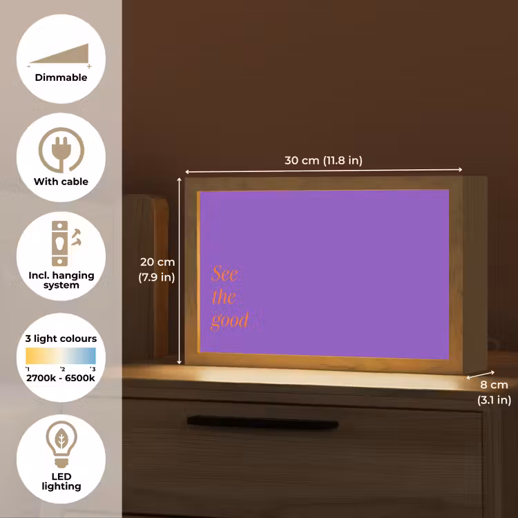See the good - Oranje - Paars Light Box met kabel (Tafellamp) klein -USP_EN