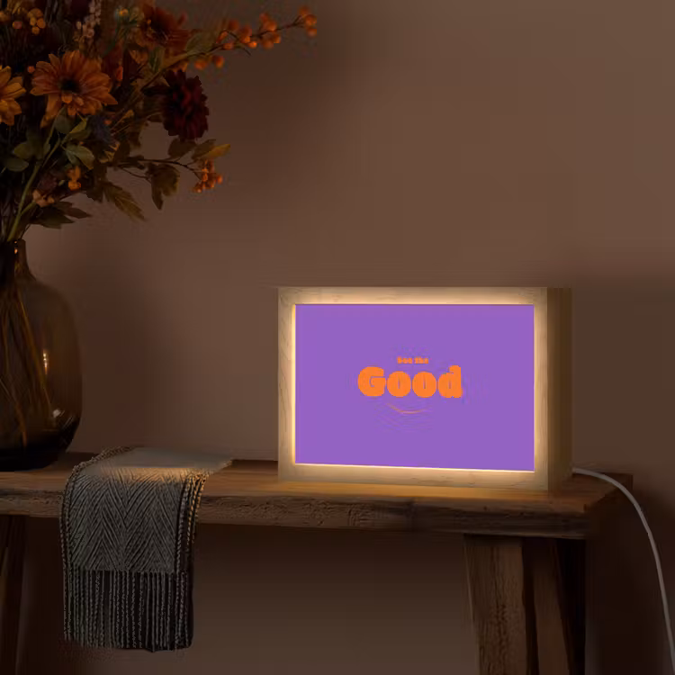 See the good - Oranje - Paars - Smiley Light Box met kabel (Tafellamp) klein -sfeer4