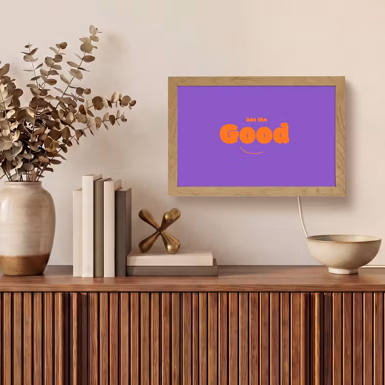 See the good - Oranje - Paars - Smiley Light Box met kabel (Tafellamp) klein -sfeer2