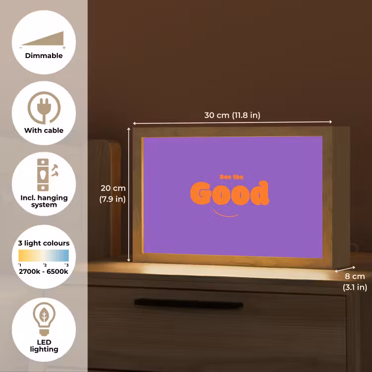 See the good - Oranje - Paars - Smiley Light Box met kabel (Tafellamp) klein -USP_EN