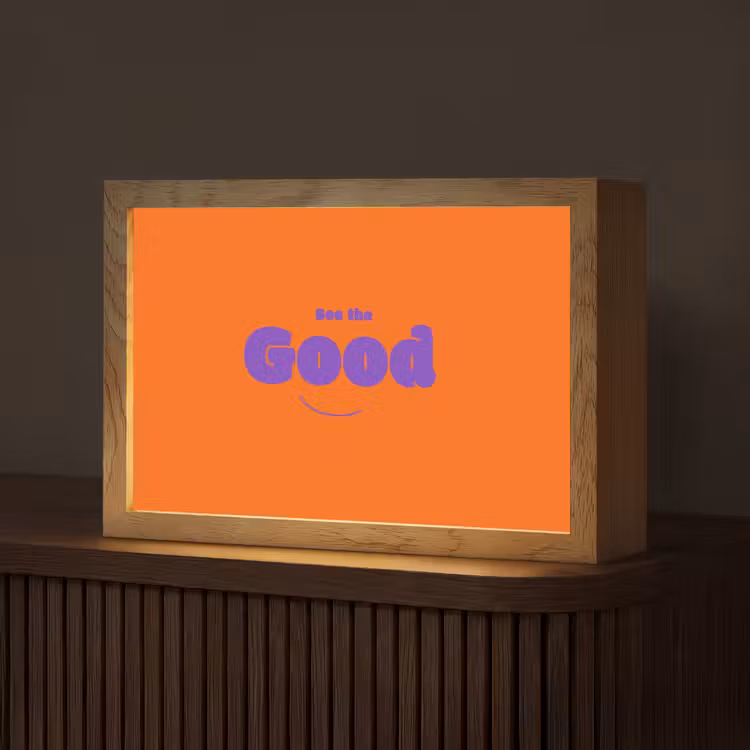See the good - Paars - Oranje - Smiley Light Box met kabel (Tafellamp) klein -z3d_website
