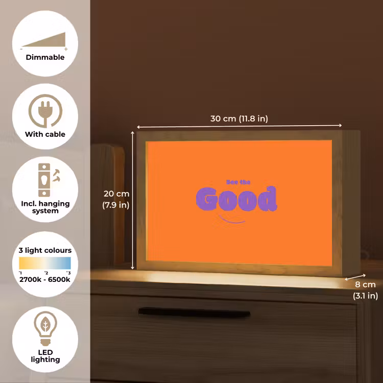See the good - Paars - Oranje - Smiley Light Box met kabel (Tafellamp) klein -USP_EN