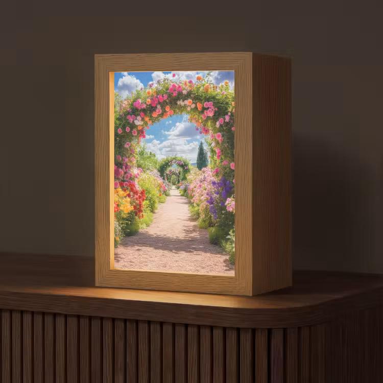 Doorkijk - Bloemen - Kleurrijk - Natuur Light Box met kabel (Tafellamp) klein -z3d_website
