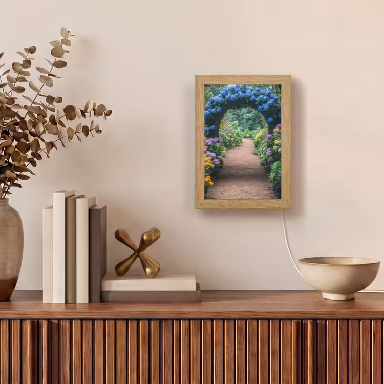 Doorkijk - Bloemen - Hortensia - Pad Light Box met kabel (Tafellamp) klein -sfeer2