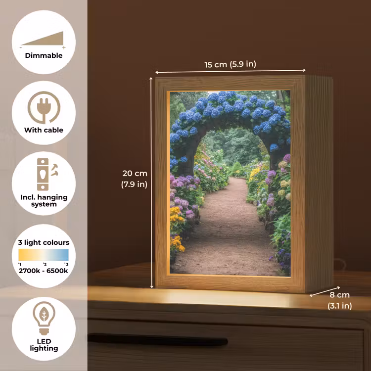 Doorkijk - Bloemen - Hortensia - Pad Light Box met kabel (Tafellamp) klein -USP_EN