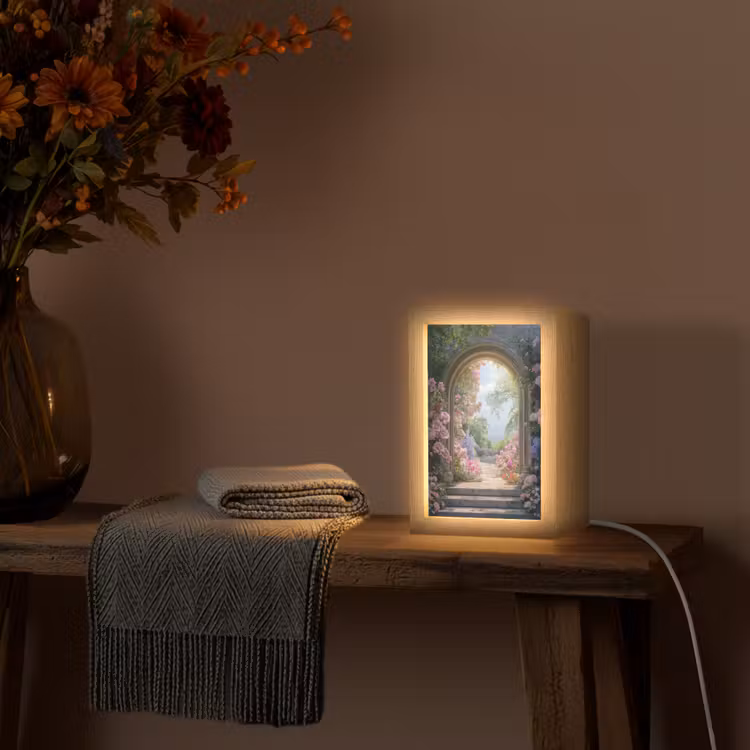 Doorkijk - Rozen - Vintage - Bloemen Light Box met kabel (Tafellamp) klein -sfeer4