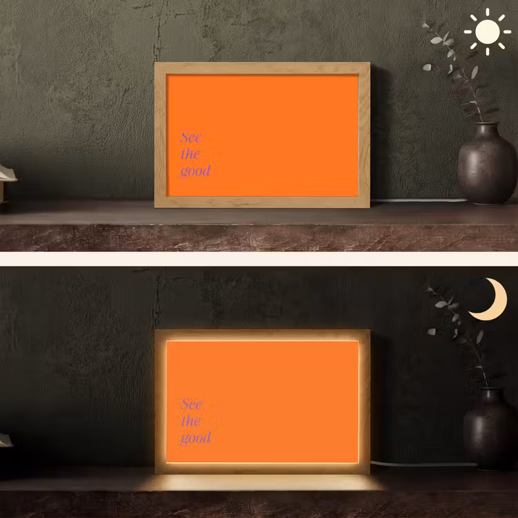 See te good - Paars - Oranje Light Box met kabel (Tafellamp) klein -sfeer3