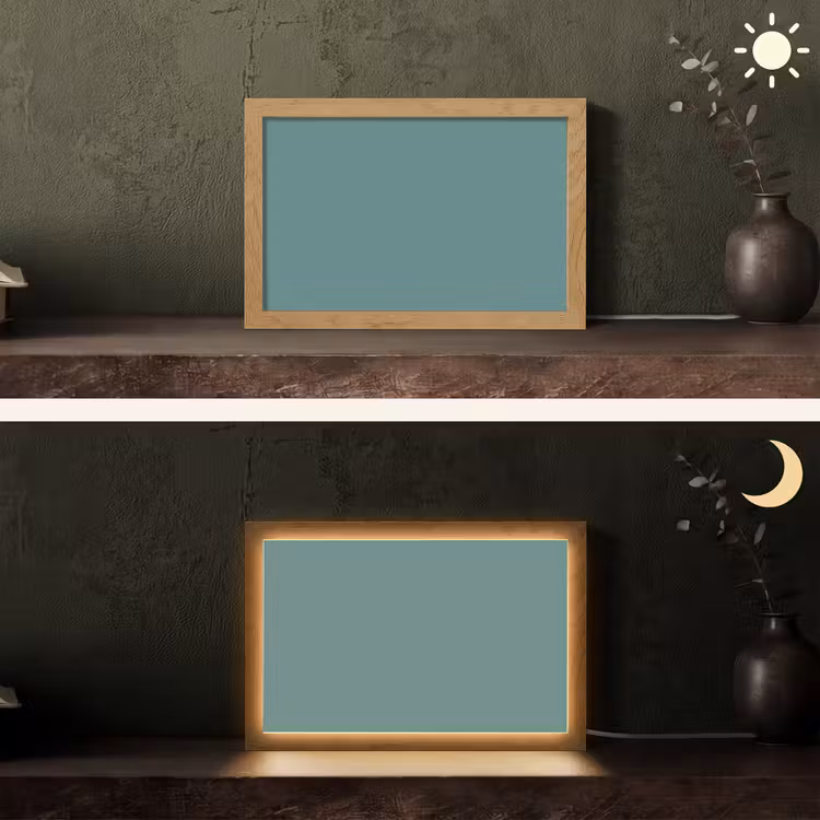 Serene - Teal - Blauw Light Box met kabel (Tafellamp) klein 924 -sfeer3