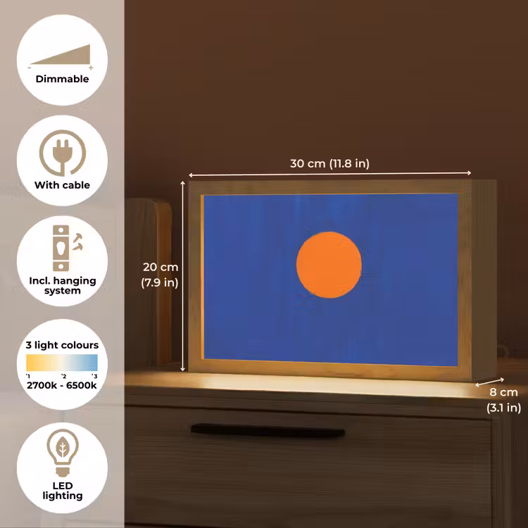 Vorm - Rond - Minimalistisch - Blauw Light Box met kabel (Tafellamp) klein -USP_EN