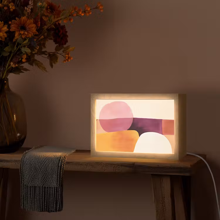 Vormen - Abstract - Kleurrijk Light Box met kabel (Tafellamp) klein -sfeer4