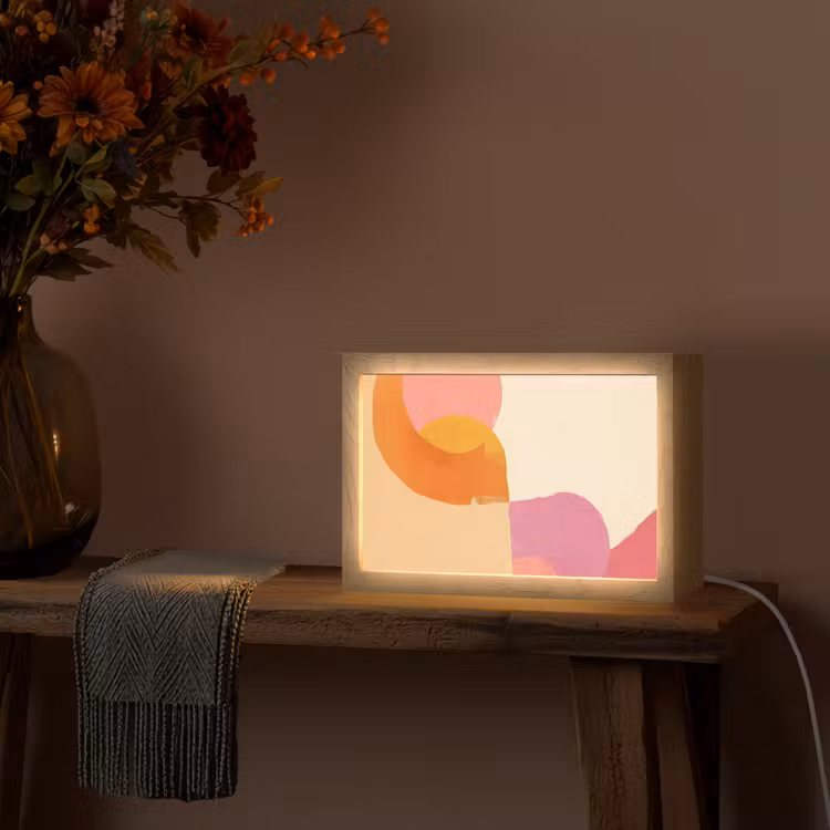 Vormen - Abstract - Kleurrijk Light Box met kabel (Tafellamp) klein -sfeer4