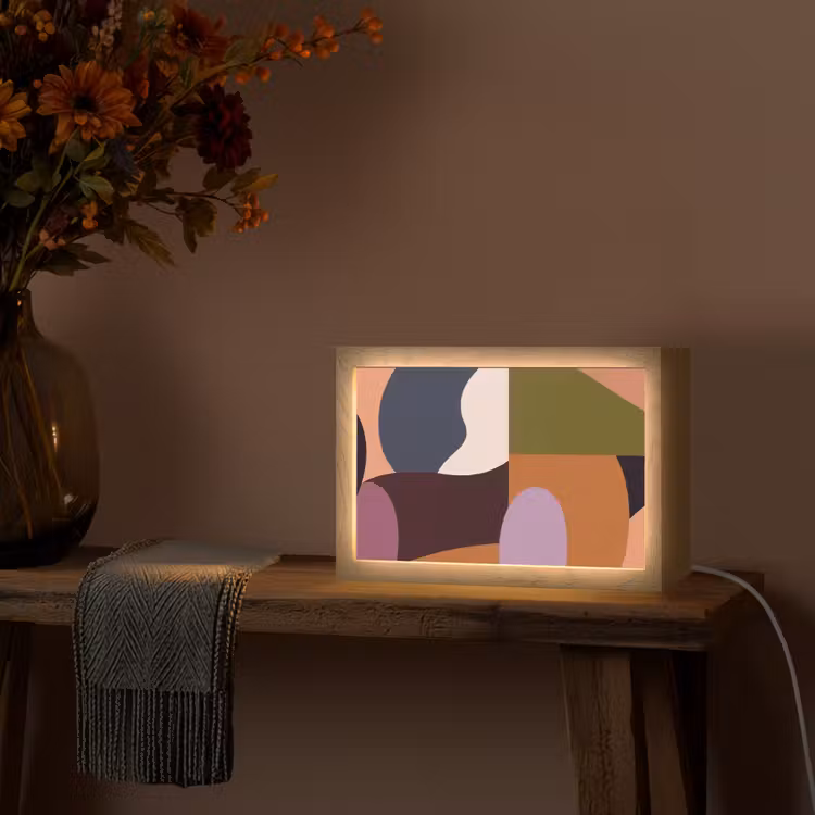 Vormen - Abstract - Kleuren - Vierkant Light Box met kabel (Tafellamp) klein -sfeer4