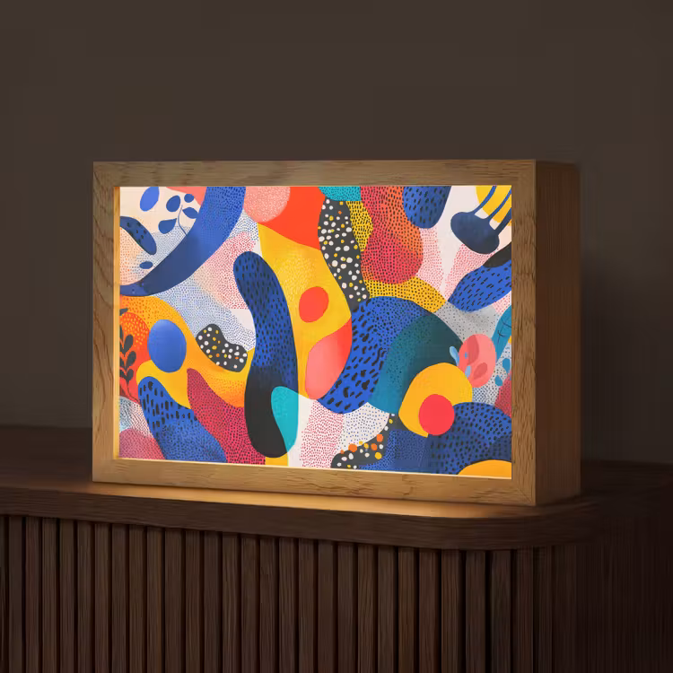 Vormen - Abstract - Stippels - Blauw Light Box met kabel (Tafellamp) klein -z3d_website