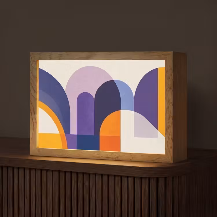 Vormen - Abstract - Grafisch - Oranje Light Box met kabel (Tafellamp) klein -z3d_website