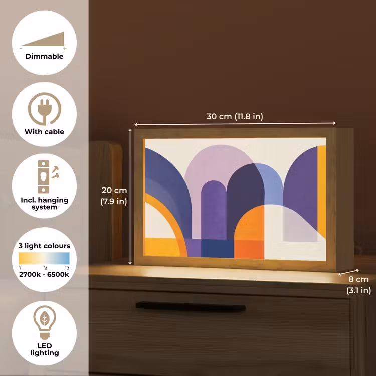 Vormen - Abstract - Grafisch - Oranje Light Box met kabel (Tafellamp) klein -USP_EN