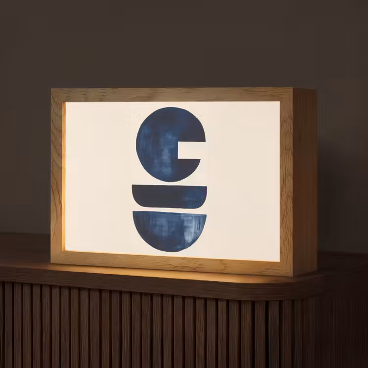 Vormen - Blauw - Abstract Light Box met kabel (Tafellamp) klein -z3d_website