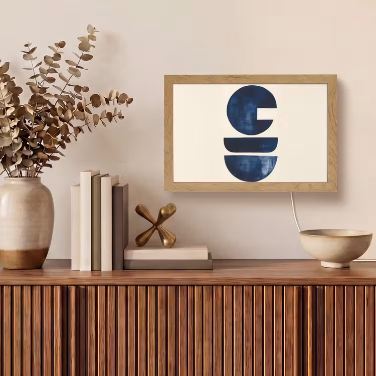 Vormen - Blauw - Abstract Light Box met kabel (Tafellamp) klein -sfeer2