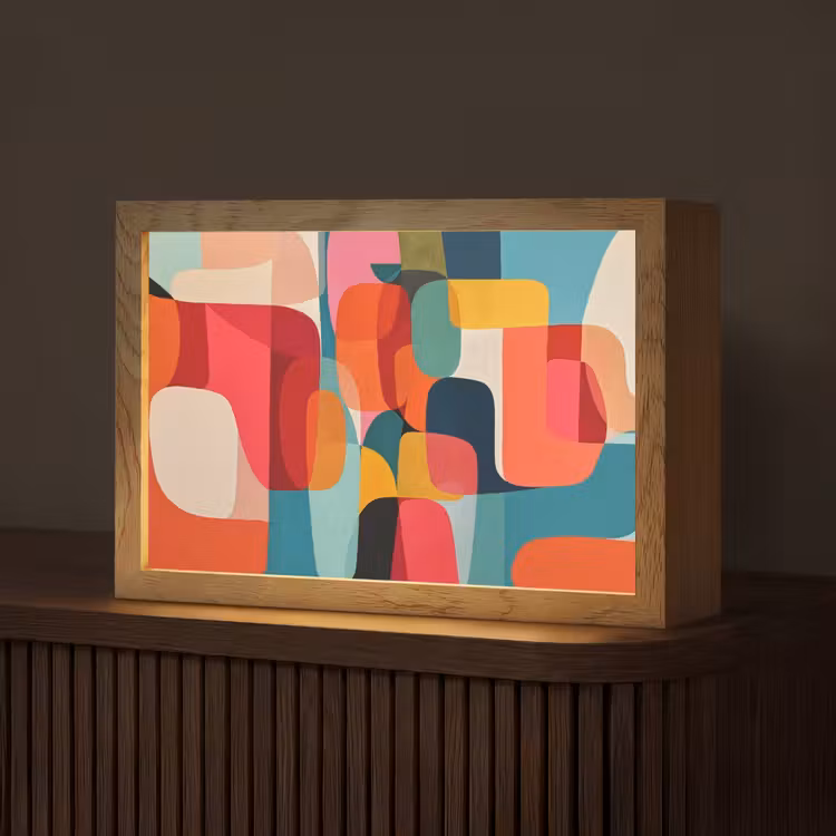 Vormen - Kleurrijk - Abstract - Vlakken Light Box met kabel (Tafellamp) klein -z3d_website