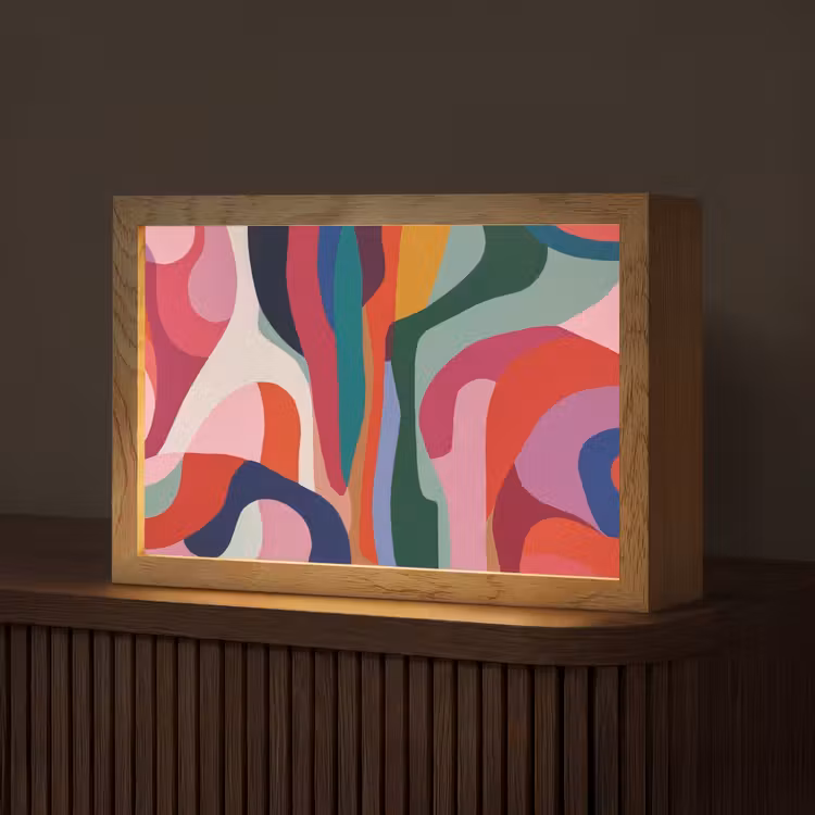 Vormen - Bochten - Kleurrijk - Abstract Light Box met kabel (Tafellamp) klein -z3d_website