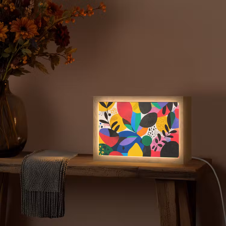 Vormen - Stippen - Kleurrijk Light Box met kabel (Tafellamp) klein -sfeer4