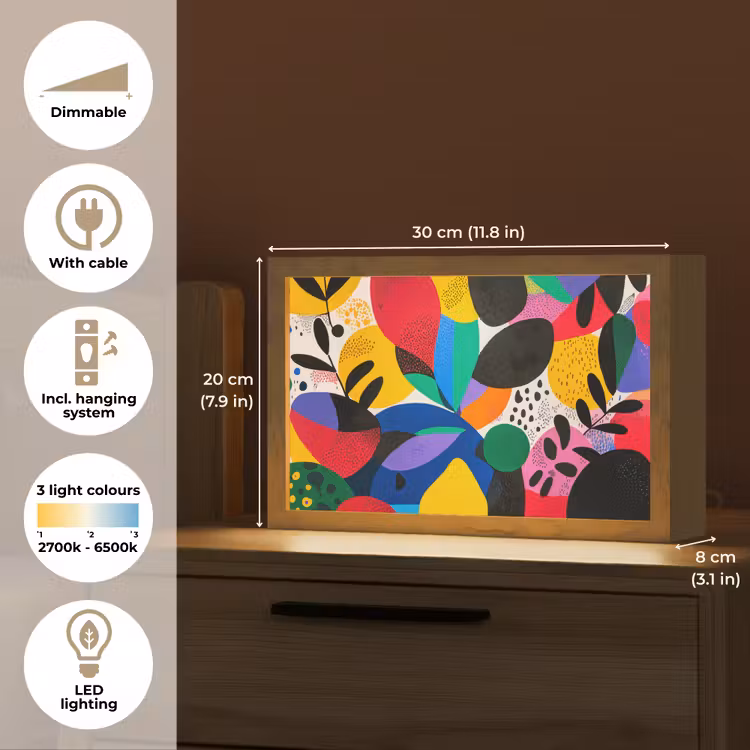 Vormen - Stippen - Kleurrijk Light Box met kabel (Tafellamp) klein -USP_EN