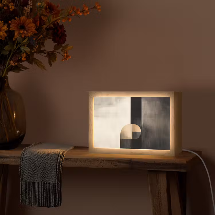 Vormen - Modern - Zwart Light Box met kabel (Tafellamp) klein -sfeer4