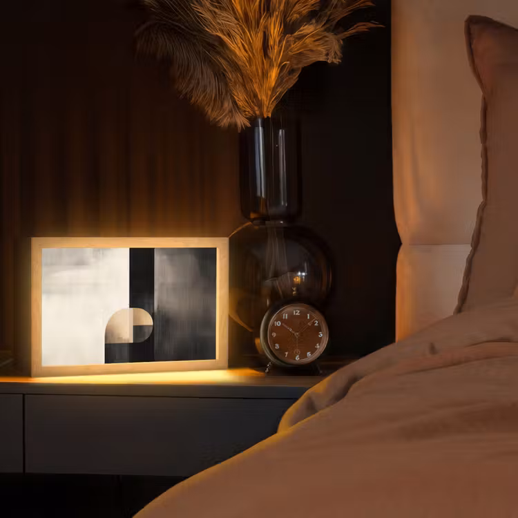 Vormen - Modern - Zwart Light Box met kabel (Tafellamp) klein -sfeer1