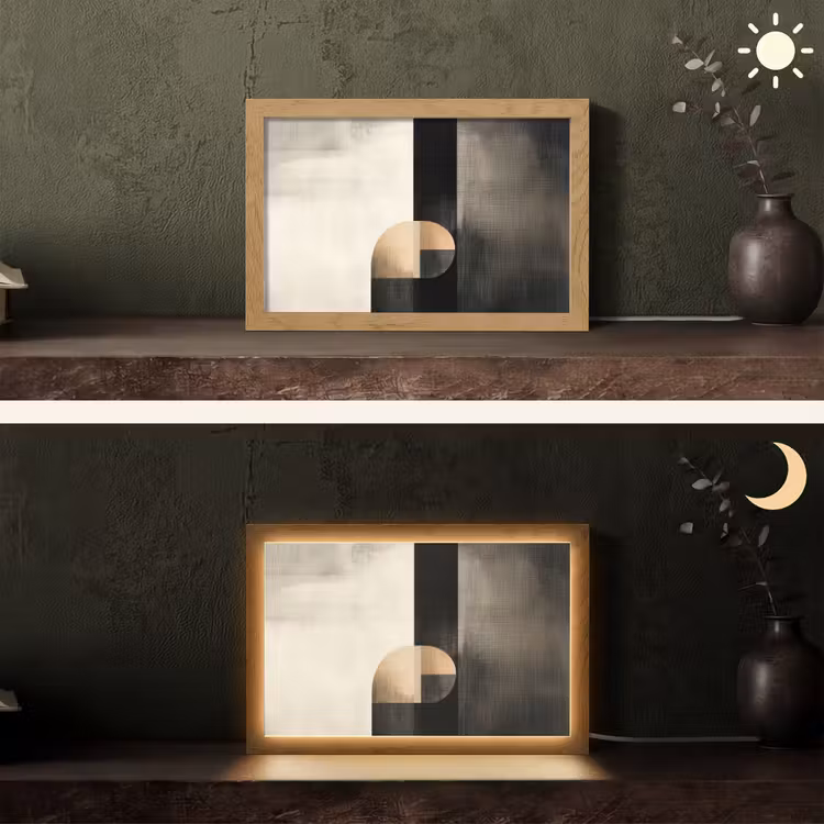 Vormen - Modern - Zwart Light Box met kabel (Tafellamp) klein -sfeer3