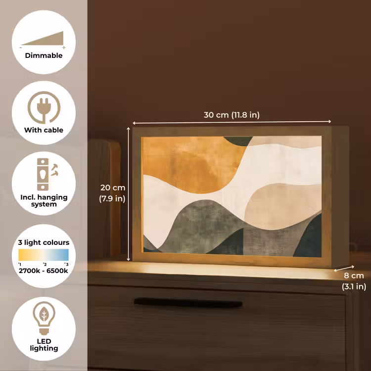 Vormen - Okergeel - Abstract Light Box met kabel (Tafellamp) klein -USP_EN