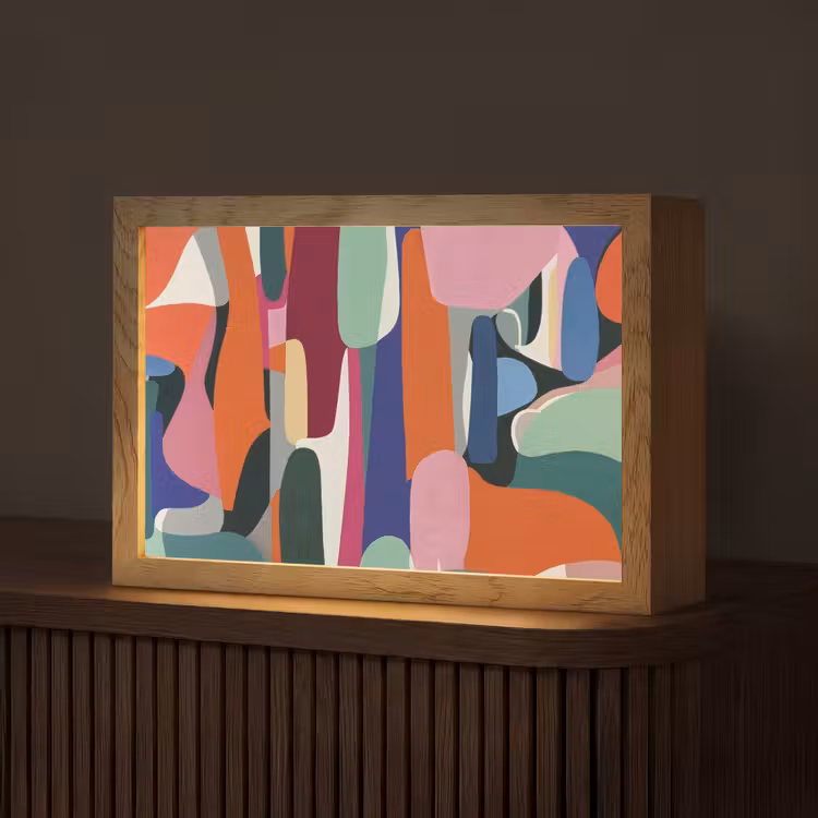 Vormen - Ritmisch - Kleuren - Abstract Light Box met kabel (Tafellamp) klein -z3d_website