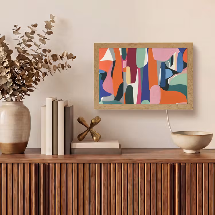 Vormen - Ritmisch - Kleuren - Abstract Light Box met kabel (Tafellamp) klein -sfeer2