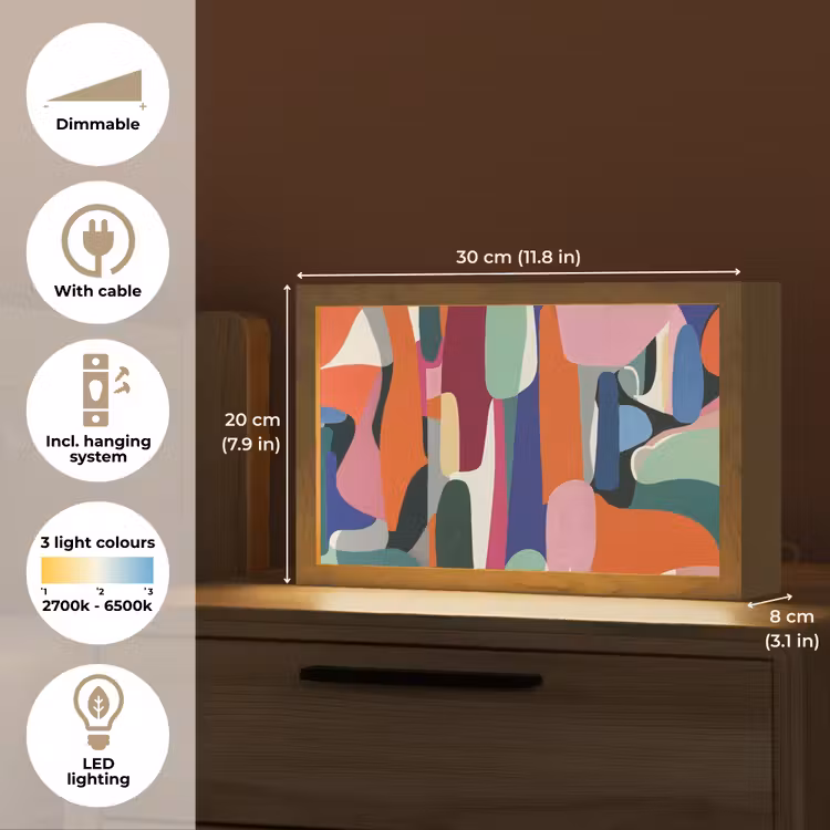 Vormen - Ritmisch - Kleuren - Abstract Light Box met kabel (Tafellamp) klein -USP_EN
