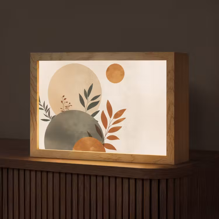Vormen - Rond - Bladeren - Beige Light Box met kabel (Tafellamp) klein -z3d_website