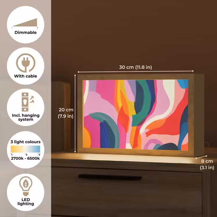 Vormen - Golvend - Abstract - Felroze Light Box met kabel (Tafellamp) klein -USP_EN