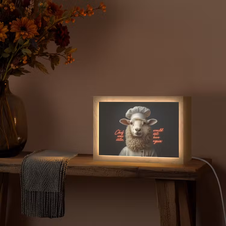 Schaap - Kokskleding - Neon - Quote Light Box met kabel (Tafellamp) klein -sfeer4