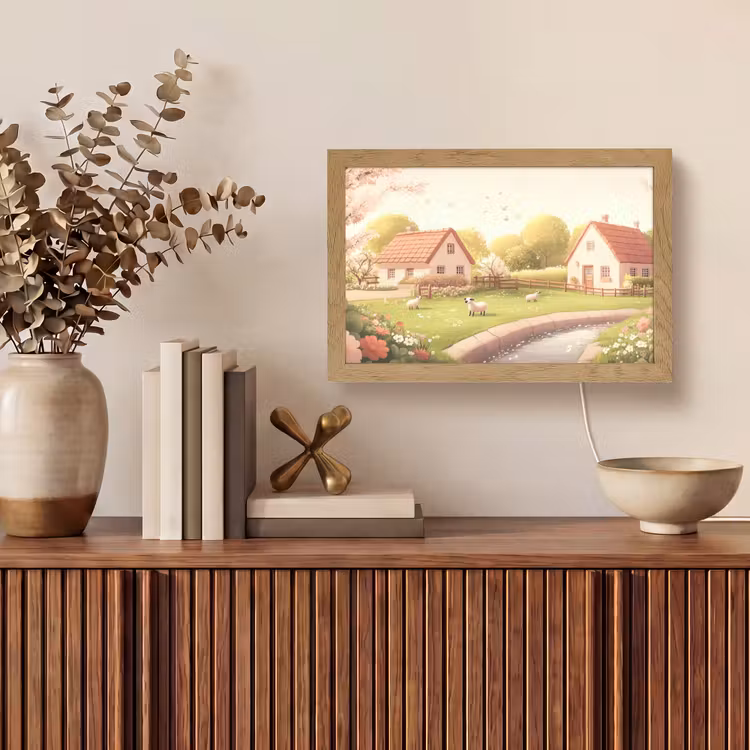Schapen - Huisje - Platteland Light Box met kabel (Tafellamp) klein -sfeer2