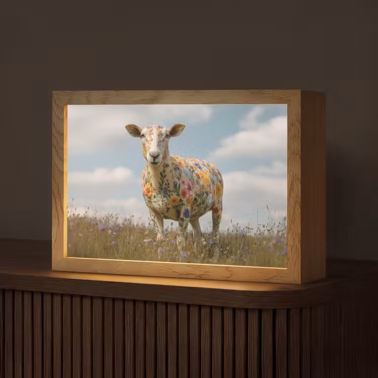 Schaap - Bloemen - Weide Light Box met kabel (Tafellamp) klein -z3d_website