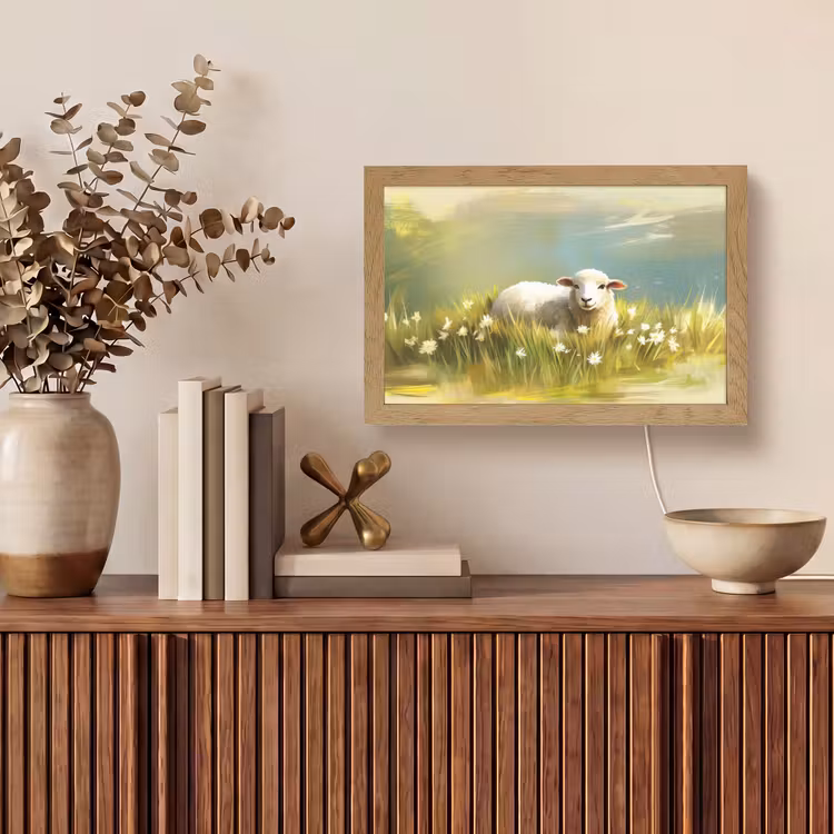 Schaap - Weide - Groen Light Box met kabel (Tafellamp) klein -sfeer2