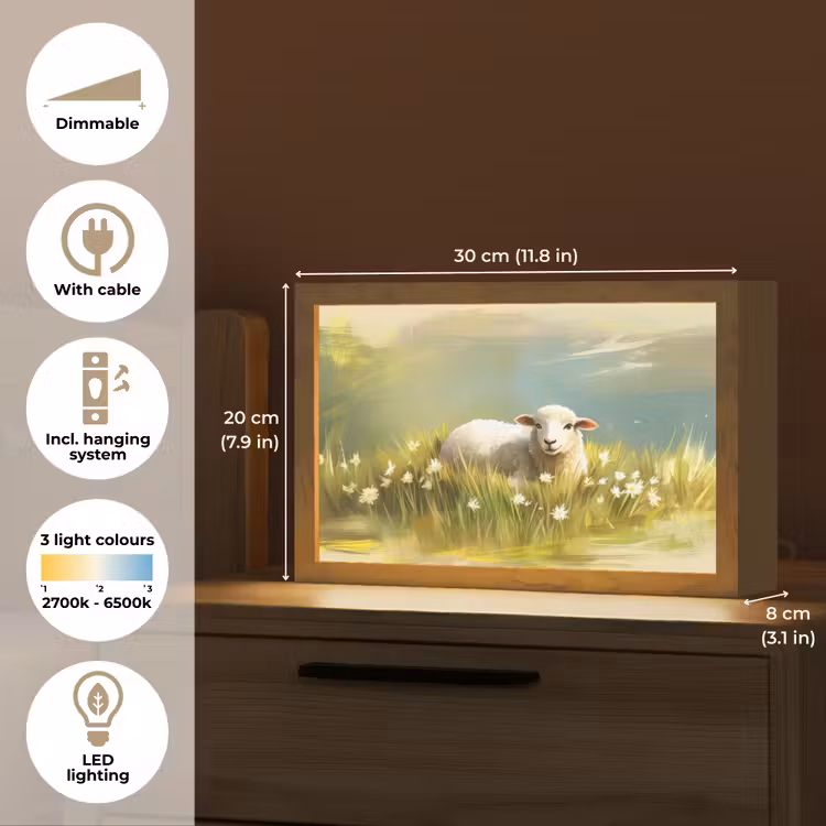 Schaap - Weide - Groen Light Box met kabel (Tafellamp) klein -USP_EN