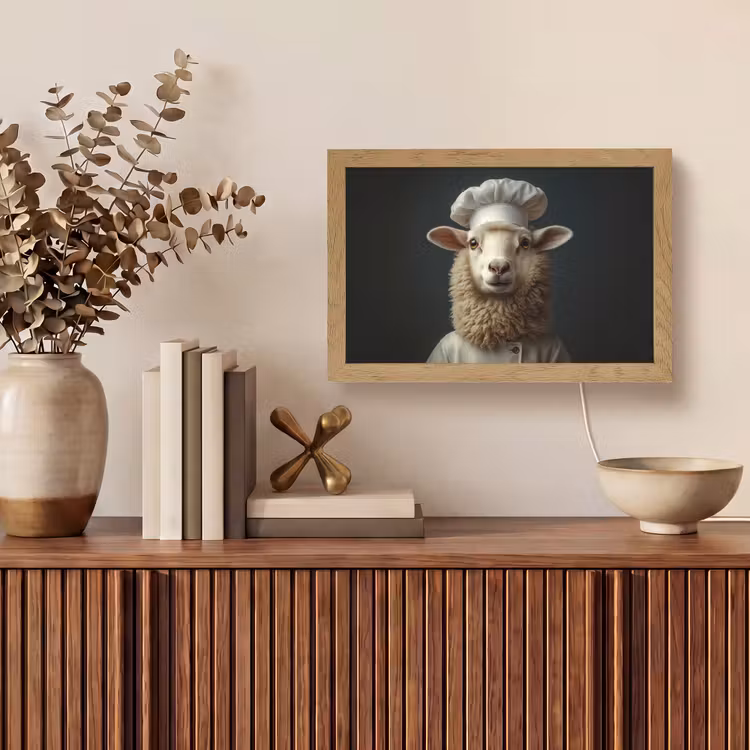 Schaap - Wol - Kok Light Box met kabel (Tafellamp) klein -sfeer2