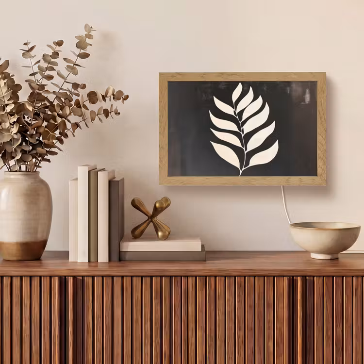 Blad - Wit - Minimalistisch Light Box met kabel (Tafellamp) klein -sfeer2
