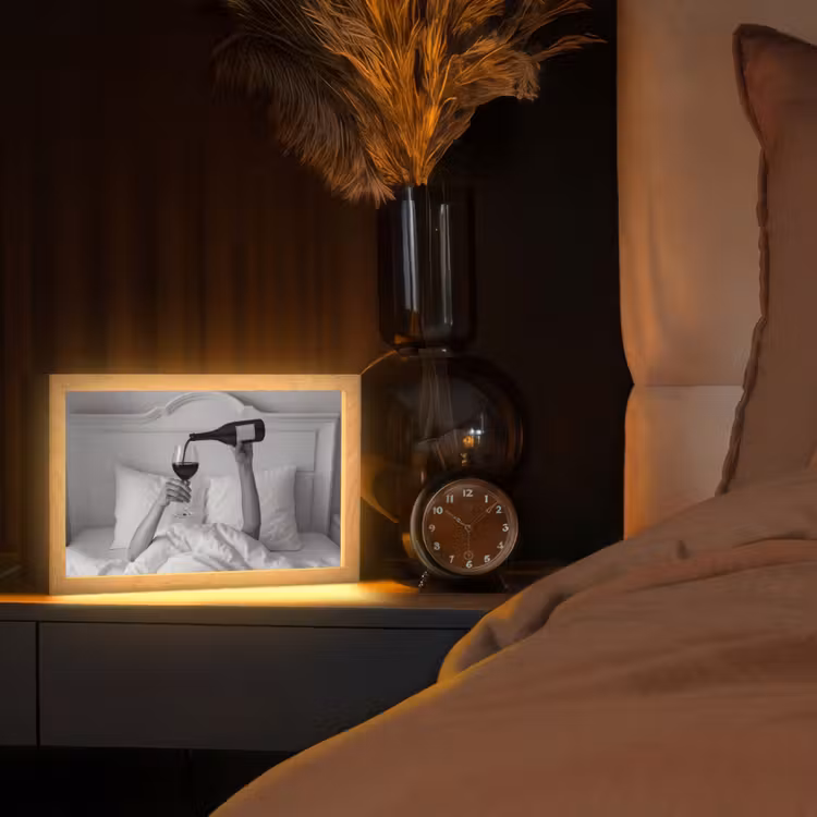 Lakens - Armen - Wijn - Glas Light Box met kabel (Tafellamp) klein -sfeer1